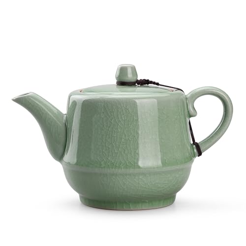 Ceramic Teapot with Infuser for Tea Coffee Milk as Gift Pink Cyan