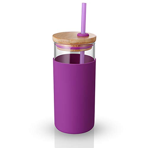 20 oz Glass Tumbler with Lids and Straws