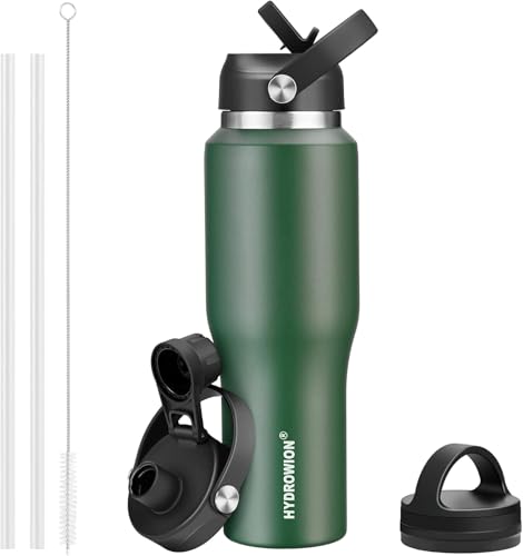 40 oz Insulated Water Bottle with Straw fit in Car Cup Holder