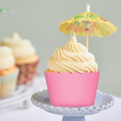 120Pcs Valentine's Day Pink Paper Baking Cups Scalloped Edge Cupcake Wrappers Gradient Pink Cupcake Muffin Cases for Valentine Wedding Birthday Baby Shower (120 Count)