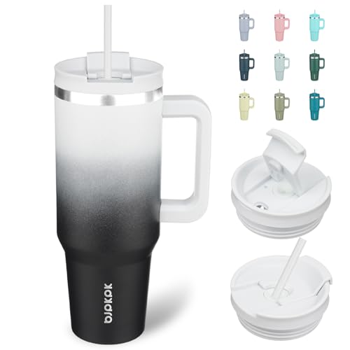 40 oz Insulated Tumbler with Handle & Straw