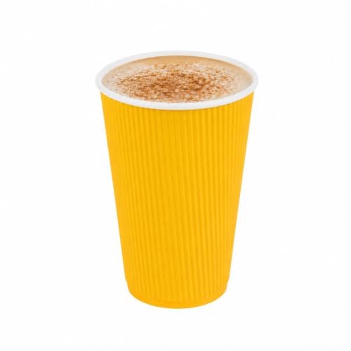 Ripple Wall Coffee Cups 25 Count 16 Ounce Insulated Yellow Paper Cups