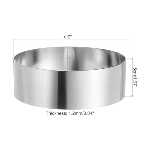 Round Cake Ring 6 x 2 Inch Seamless Stainless Steel Pastry Mousse Dessert Ring Mirror Coating for Baking Cooking Making Tool