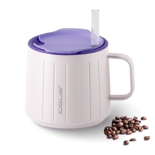 14 oz Insulated Coffee Mug with Lid and Straw