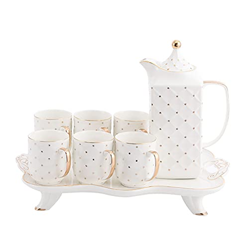White Porcelain Tea Set Tea Gift Sets Tea Set with Tray Tea Cup Teapot Set Tea Pot 6 Cups Modern Tea Set for Tea