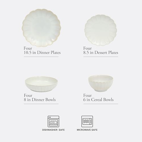 Malibu Shore 16 Piece Scallop Stoneware Reactive Glaze
