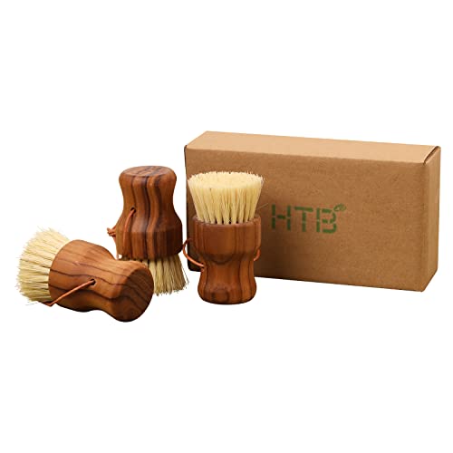 Teak Wood Dish Scrub Brush 3PCS (3 Count)
