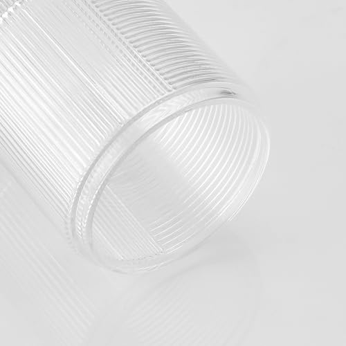 Clear Transparent Apothecary Ribbed Geometric Etched Glass Jar W
