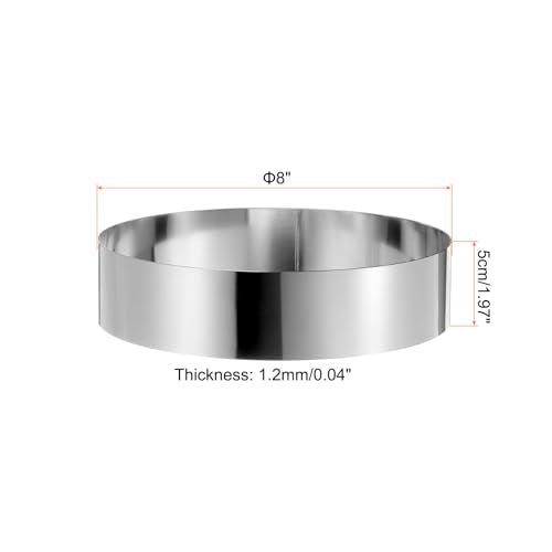 Round Cake Ring 8 x 2 Inch Seamless Stainless Steel Pastry Mousse Dessert Ring Mirror Coating for Baking Cooking Making Tool