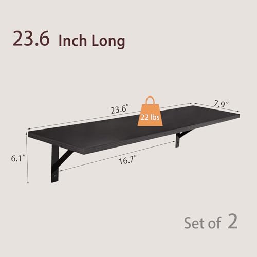 Wall Shelves 23.6" Long Floating Shelves with Metal Brackets (2 Count)