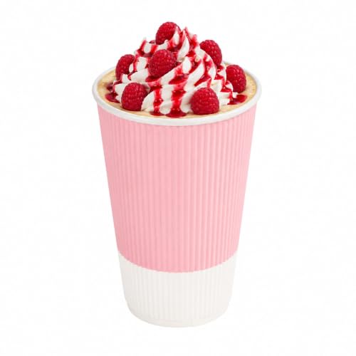 Ripple Wall Coffee Cups 25 Count 16 Ounce Insulated Light Pink Paper Cups