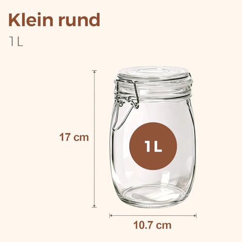 Glass Jars with Airtight Lids 34oz 3 Pack Pantry Storage Coffee (3 Count)