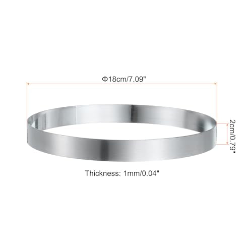 Round Cake Ring 7.09 x 1 Inch Seamless Stainless Steel Pastry Mousse Dessert Ring Mirror Coating for Baking Cooking English Muffins Crumpet Making Tool