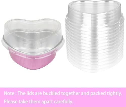 Mini Heart Shaped Cake Pans 3.5oz Aluminum Foil Heart Cake Pan with Lids