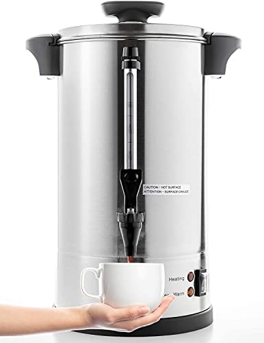 SR-CP-100B Commercial Grade Stainless Steel Percolate Coffee Maker Hot Water Urn for Catering, 100-Cup 16 L, Metallic