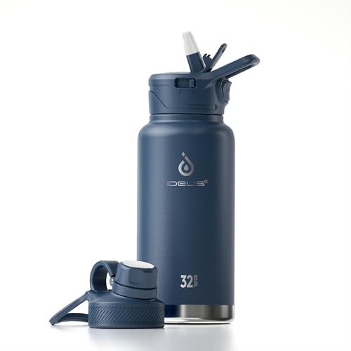 32oz Insulated Stainless Bottle with 2 Leakproof Lids