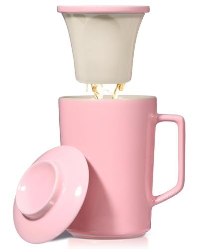 15 OZ Porcelain Tea Infuser Cup with Lid