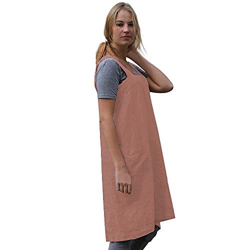 Women's Pinafore Square Apron Baking Cooking Gardening Works Cross Back Cotton