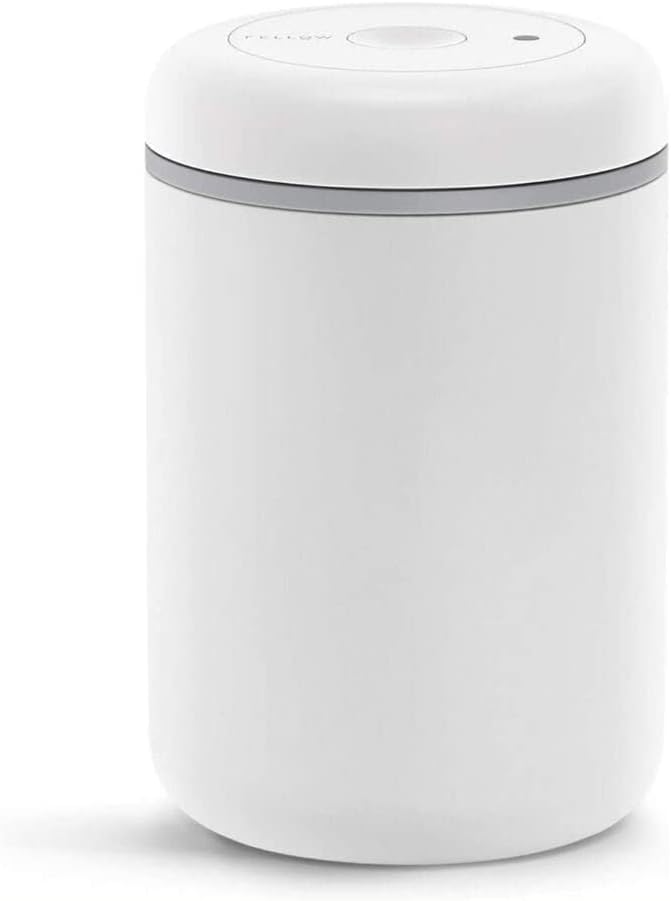 Fellow Atmos Vacuum Canister for Coffee & Food Storage - Airtight Sealed Container, Matte White, Large Coffee Bean Storage, 1.2 Litre Jar