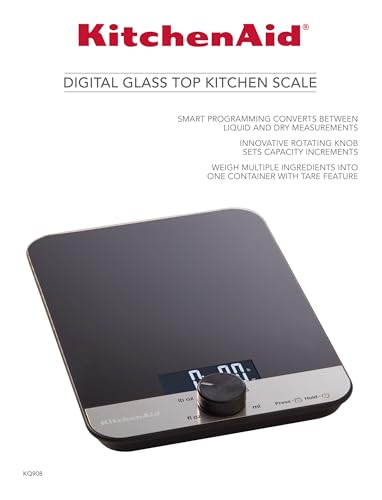 KQ908 Glass Surface 11 Pound Capacity Digital Kitchen and Food Scale