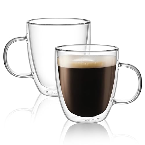 Large Double Wall Glass Coffee Mug 17 oz (2 Count)