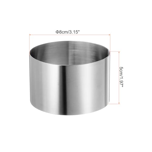 Round Cake Ring 3.14 x 2 Inch Seamless Stainless Steel Pastry Mousse Dessert Ring Mirror Coating for Baking Cooking Making Tool