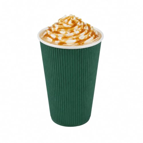 Ripple Wall Coffee Cups 500 Count 16 Ounce Insulated Forest Green Paper Cups