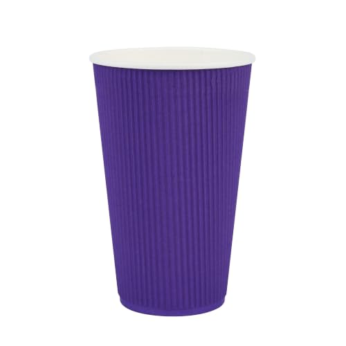 Ripple Wall Coffee Cups 25 Count 16 Ounce Insulated Royal Purple Paper Cups