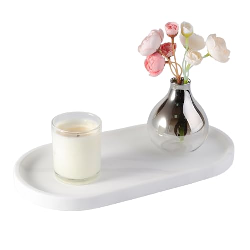 12"x6" Elegant White Marble Bathroom Tray