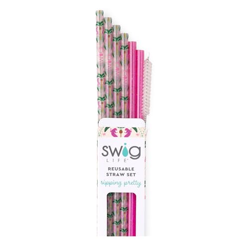 Reusable Straw Set with Cleaning Brush (6 Count)