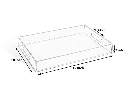 Clear Sturdy Acrylic Serving Tray with Handles