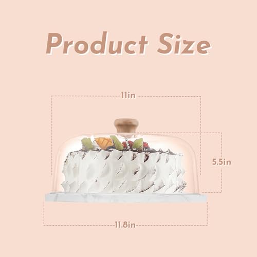 Marble Cake Stand with Acrylic Dome Lid