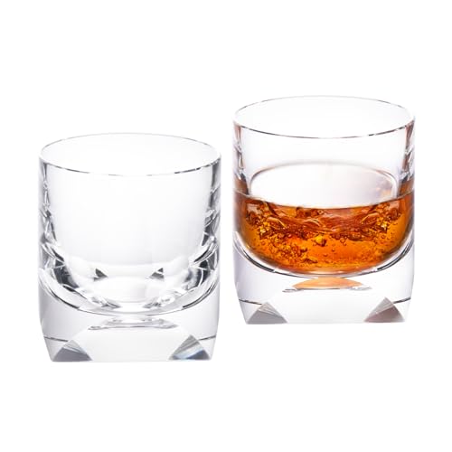 Crystal Whiskey Glasses Set of 2 Hand Blown Old Fashioned Glasses (2 Count)