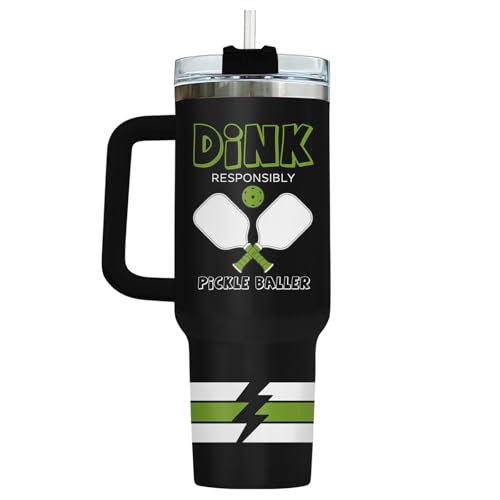 Pickleball Funny Sports 40 oz Tumbler with Handle