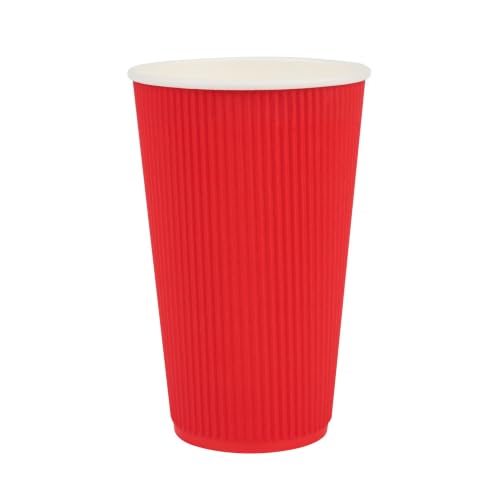 Ripple Wall Coffee Cups 25 Count 16 Ounce Insulated Red Paper Cups