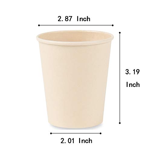 8 oz Disposable Light Brown Paper Coffee Cups Bamboo Fiber 160 Pack (160 Count)