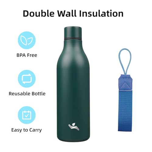 25 oz Insulated Stainless Steel Metal Water Bottle with Strap