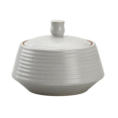 Kitchen Canisters Ceramic Storage Jar with Silicone Airtight Lid Low White