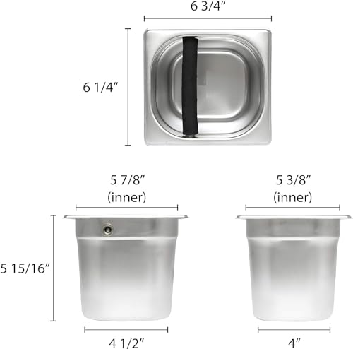 6” Deep Commercial Grade Stainless Steel Coffee Knock Box with Rubber Knock Bar 0.6mm Thickness