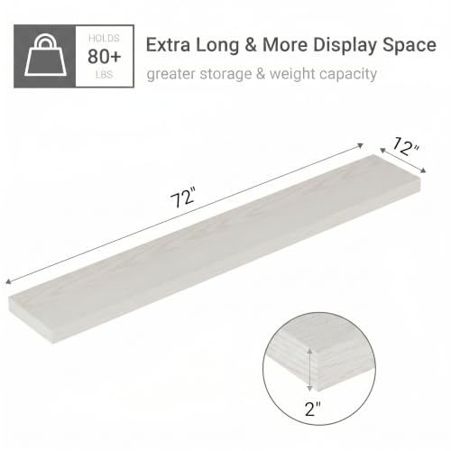 Deep Floating Shelves 72x12” Set of 1