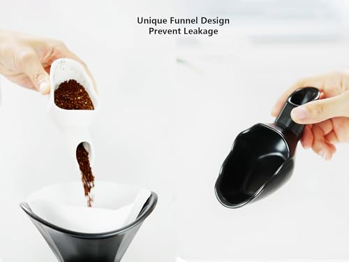 Coffee Bean Measuring Scoop with Funnel Coffee Bean Dosing Cup Ceramic Ground Coffee Spoon For Coffee Tea Sugar Flour