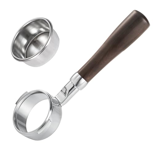 58mm Bottomless Portafilter with Double Shot Filter Basket & Wood Handle for Breville Oracle