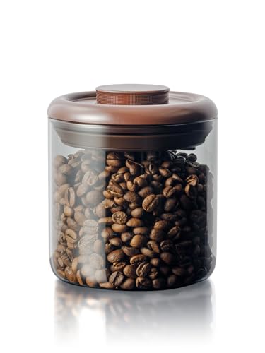 Airtight Coffee Canister with Pop Lid and CO₂ Valve for Beans & Grounds
