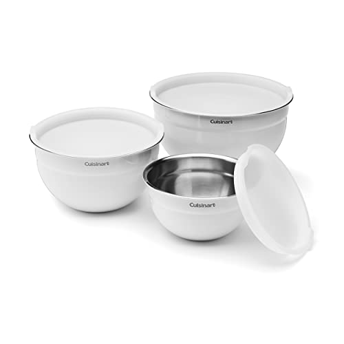 CTG-00-SMBW White Painted Stainless Steel Mixing Bowls with Lids, Set of 3