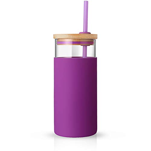 20 oz Glass Tumbler with Lids and Straws