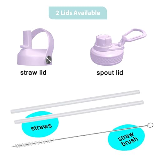 40oz Water Bottle Wide Mouth Stainless Steel Vacuum Insulated Double Wall with 2 Straw Lids Fit in Any Car Cup Holder