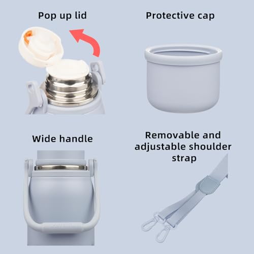 Stainless Steel Insulated Bottle with Handle & Strap