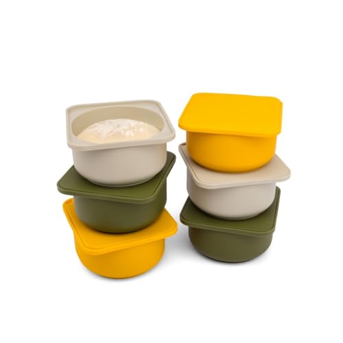 Pizza Dough Proofing Silicone Containers with Lids (6 Count)
