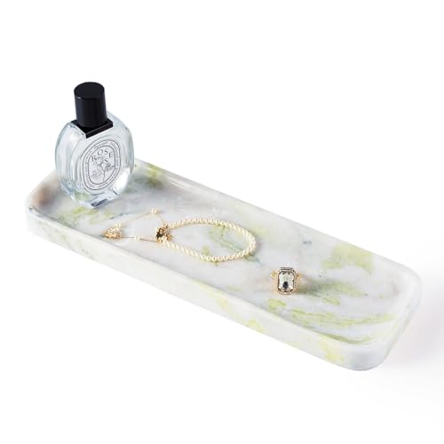 Marble Tray 12"x4" Marble Vanity Tray for Bathroom Kitchen Countertop Sink