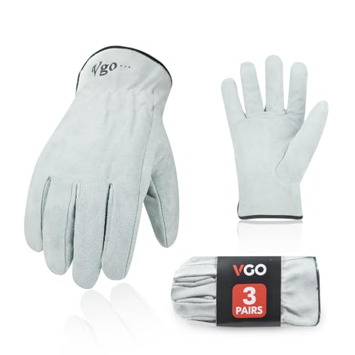 Unlined Full Leather Work Gloves (3 Count)